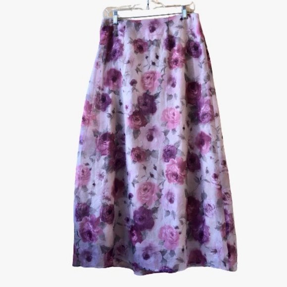 Dressbarn Vintage 90's OUTFIT Floral Skirt + Blouse Jacket + Scarf - Picture 7 of 12